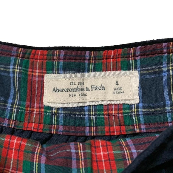 SOLD- Abercrombie & Fitch velvet plaid winter Mini Skirt Navy Blue - Picture 2 of 4